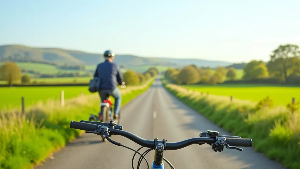 Scenic greenway path stretching through countryside with fields and trees on both sides